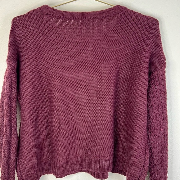 Mudd Burgundy Cable Knit Cropped Sweater - Women's Small Cozy Fall Winter Top - Picture 10 of 10